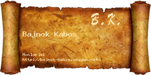 Bajnok Kabos névjegykártya